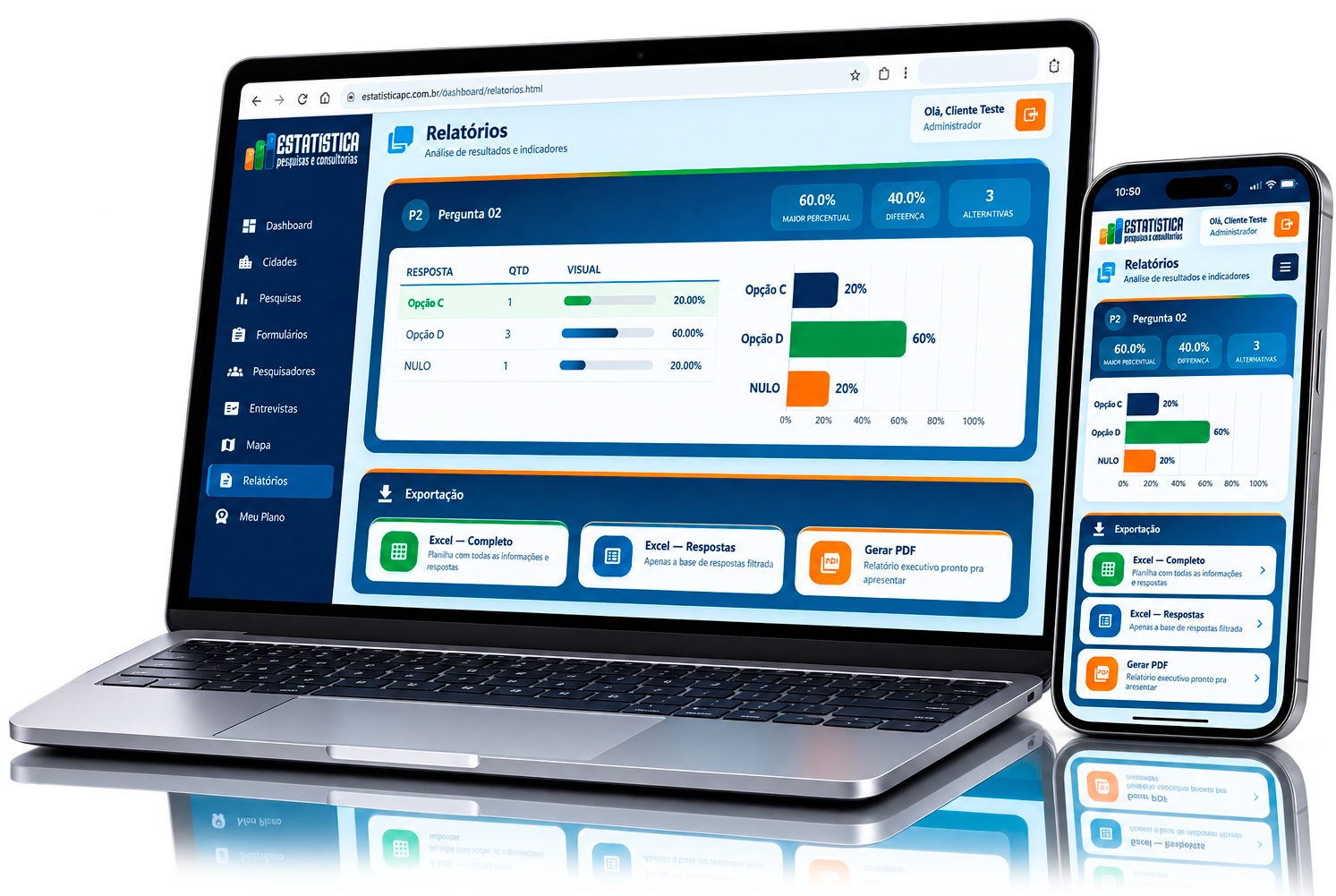 Notebook exibindo o aplicativo de coleta de pesquisas