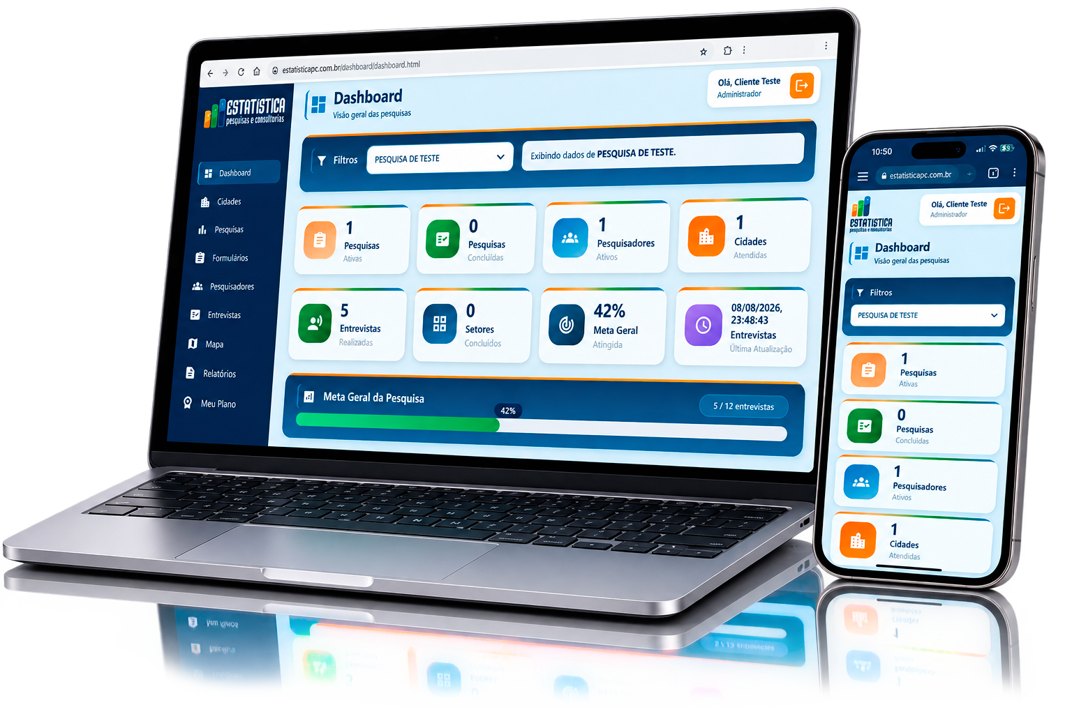 Notebook exibindo o dashboard da plataforma